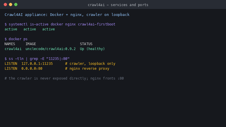 Crawl4AI services and ports