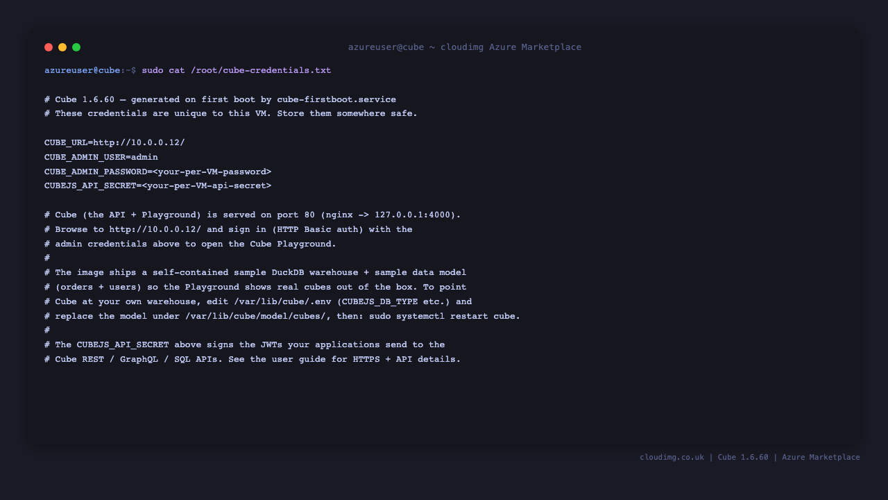 Cube per-VM credentials file