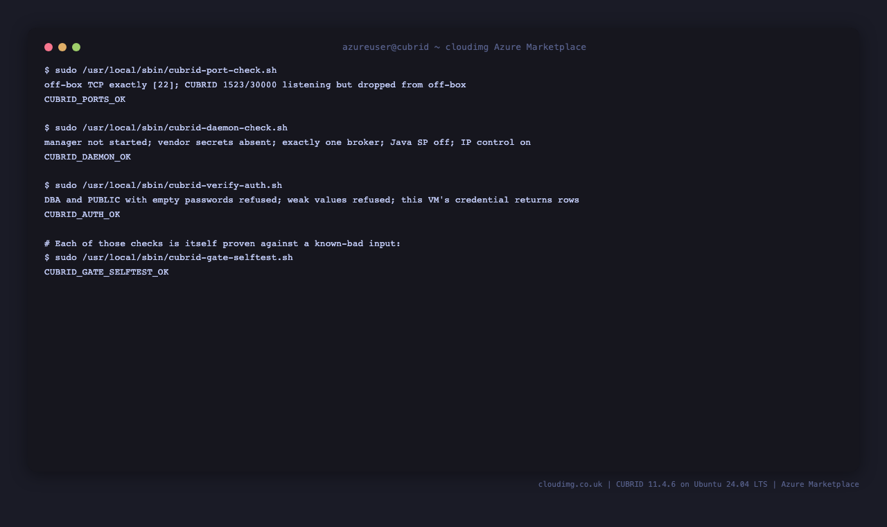 CUBRID security posture self-tests