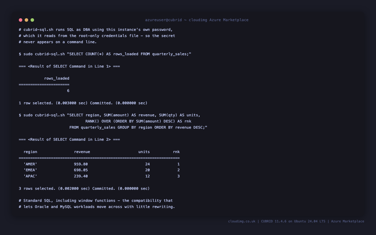 CUBRID SQL workload