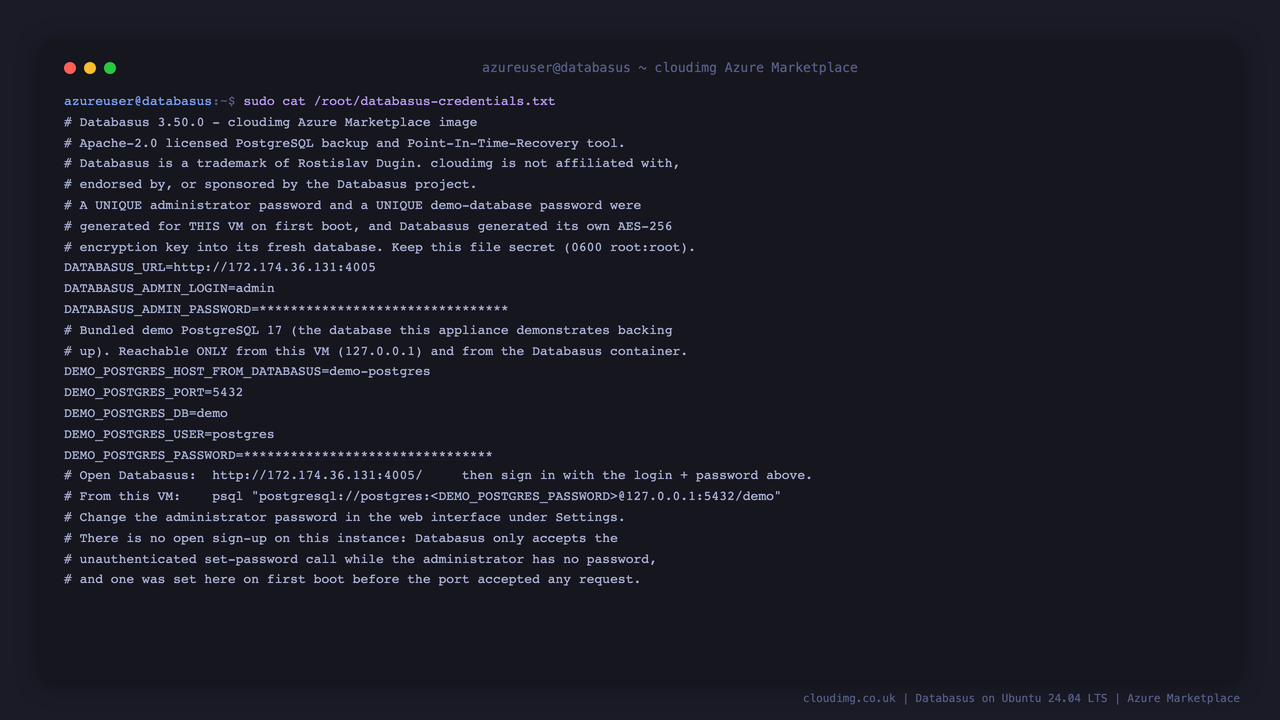 Per VM credentials file with every secret masked