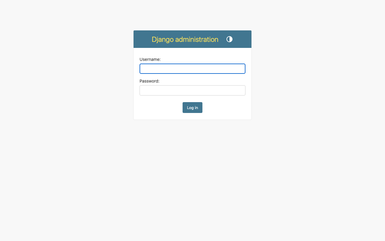 Django admin login page asking for username and password