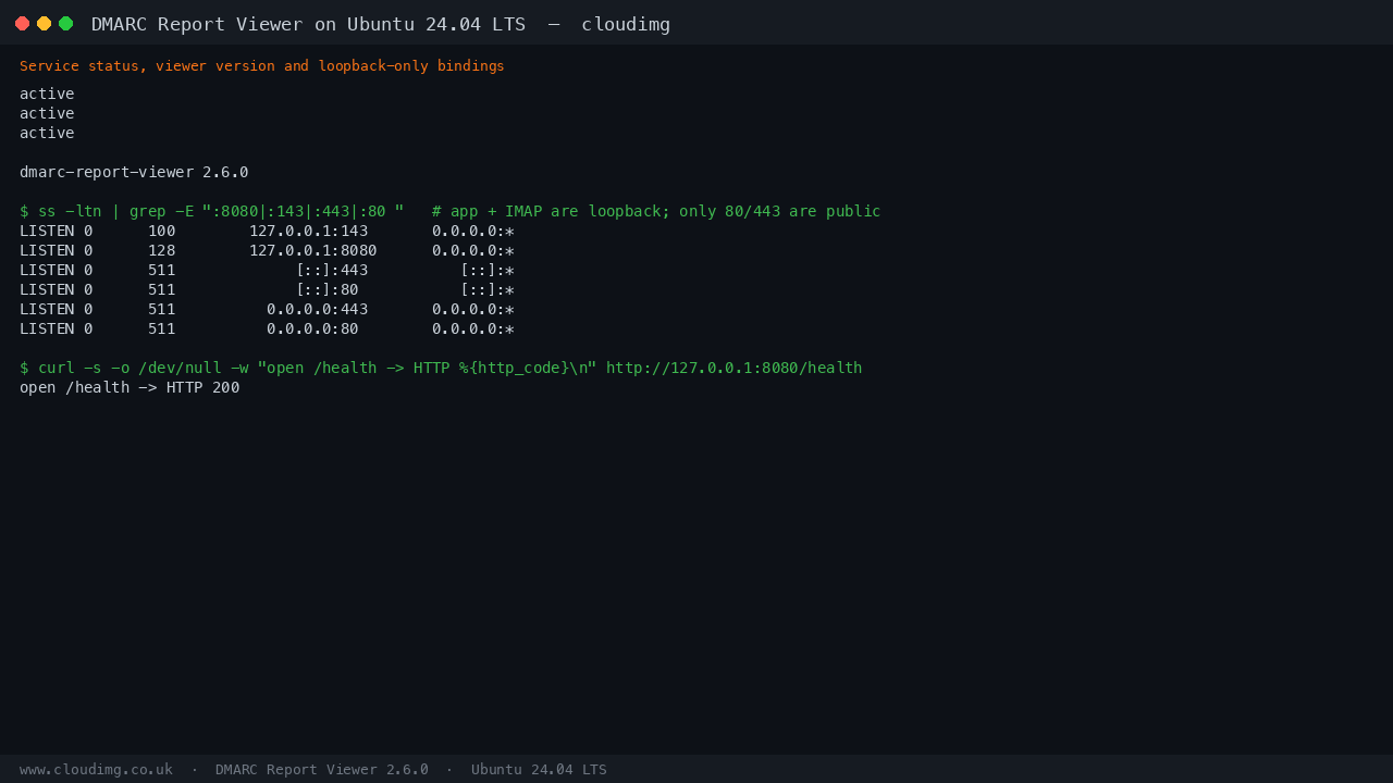 Service status and loopback-only bindings