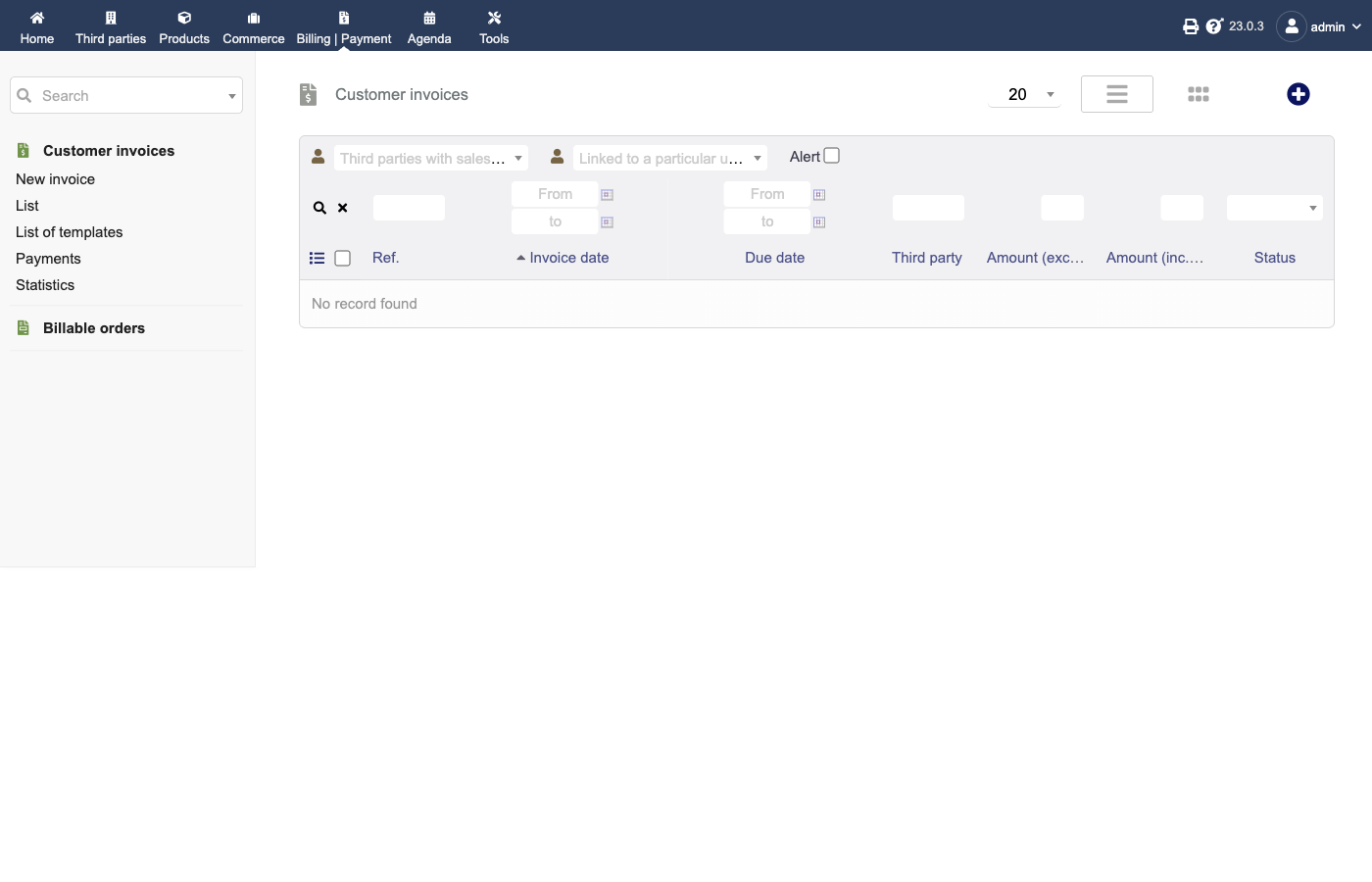 Dolibarr customer invoices