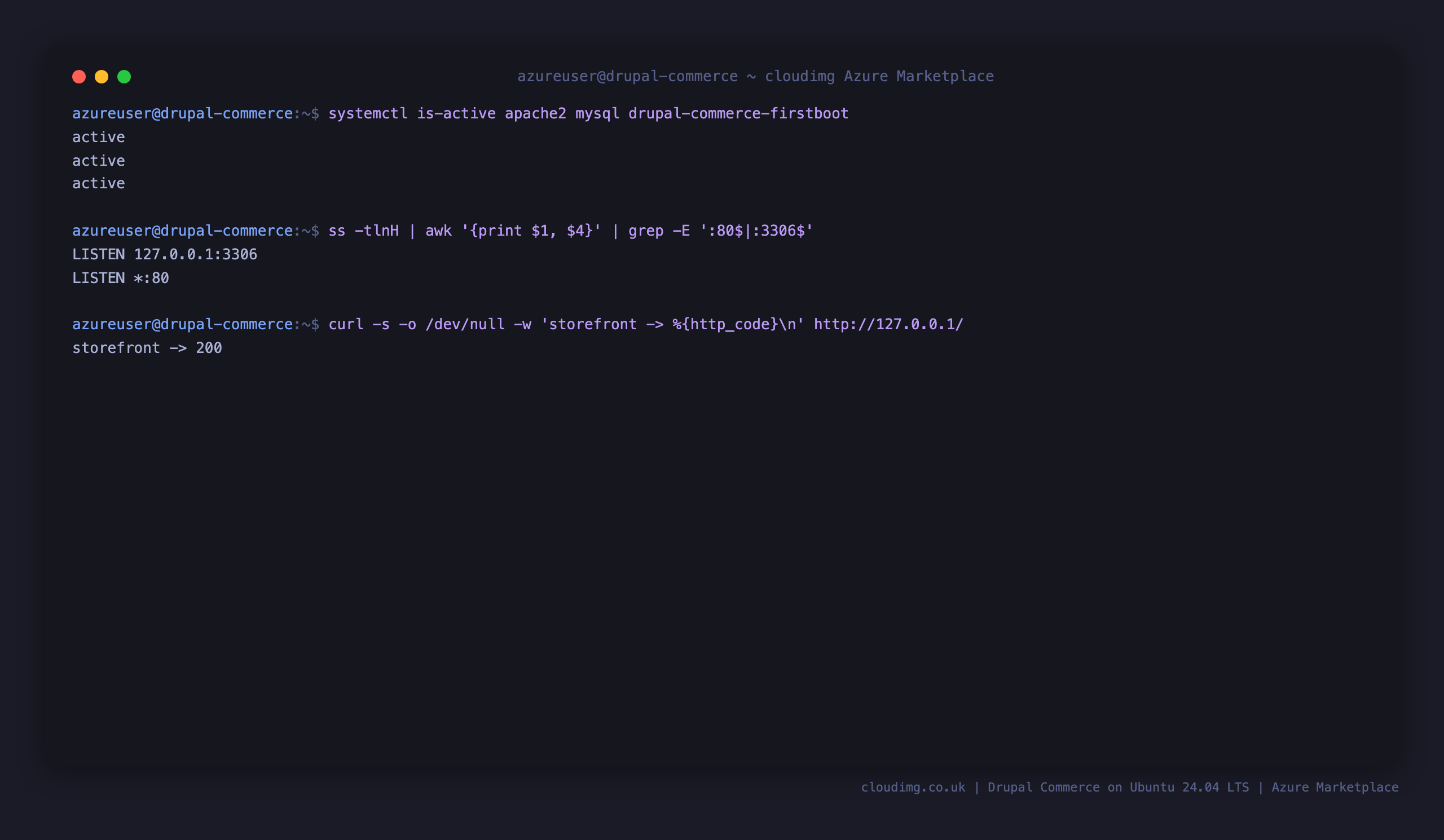 Service status and listening ports