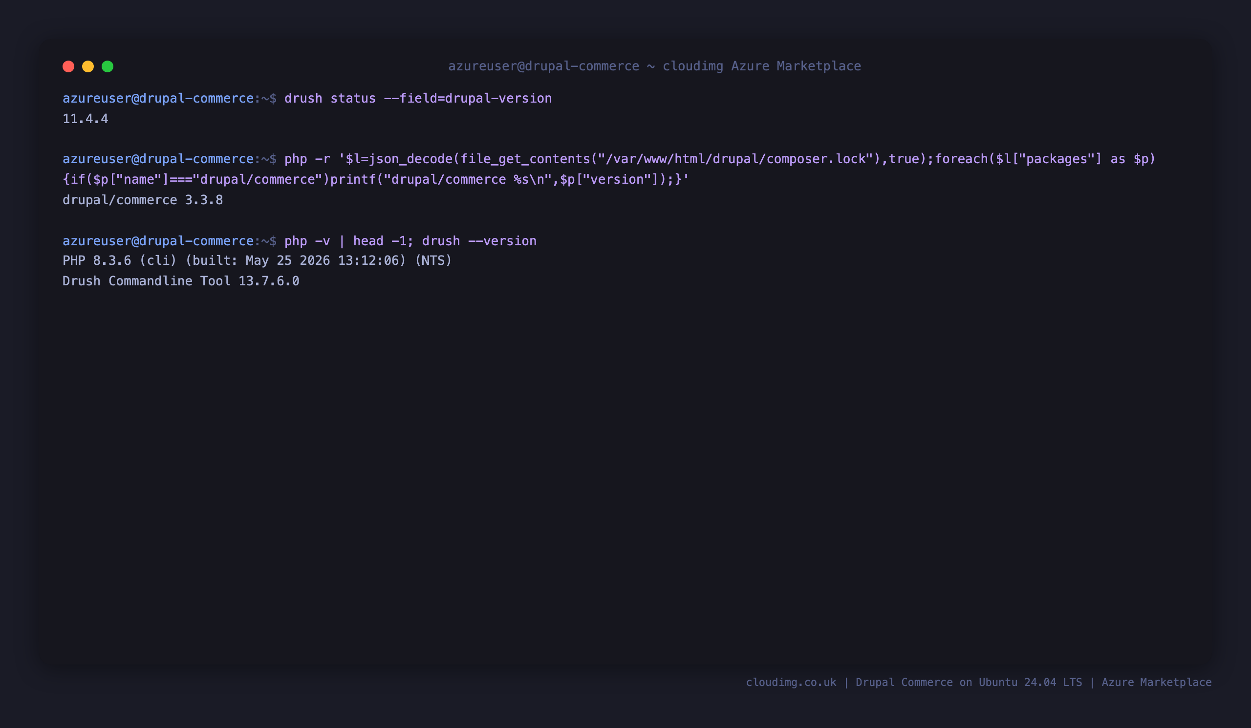 Drupal core, Drupal Commerce and PHP versions