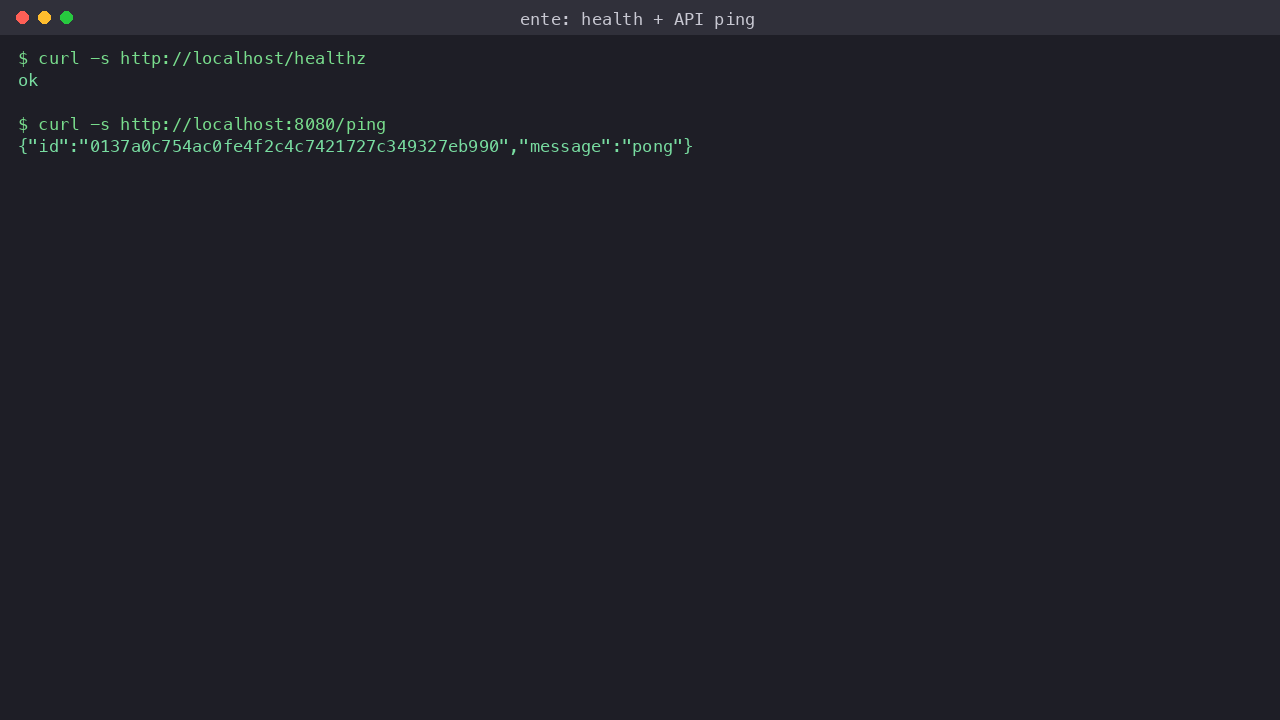 Ente health and API ping