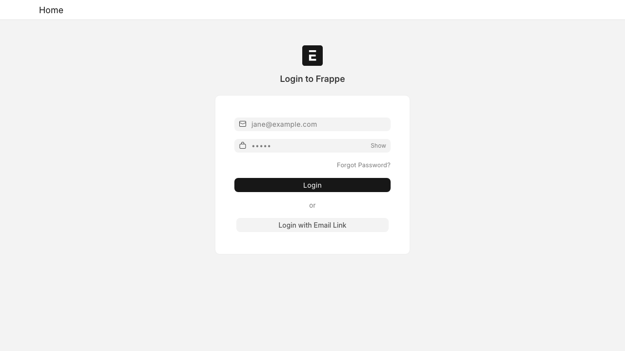 ERPNext sign-in page
