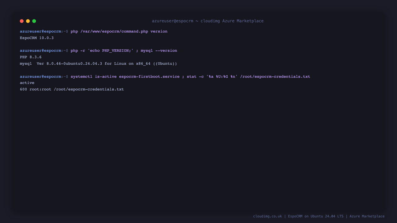 Version, stack and first-boot service