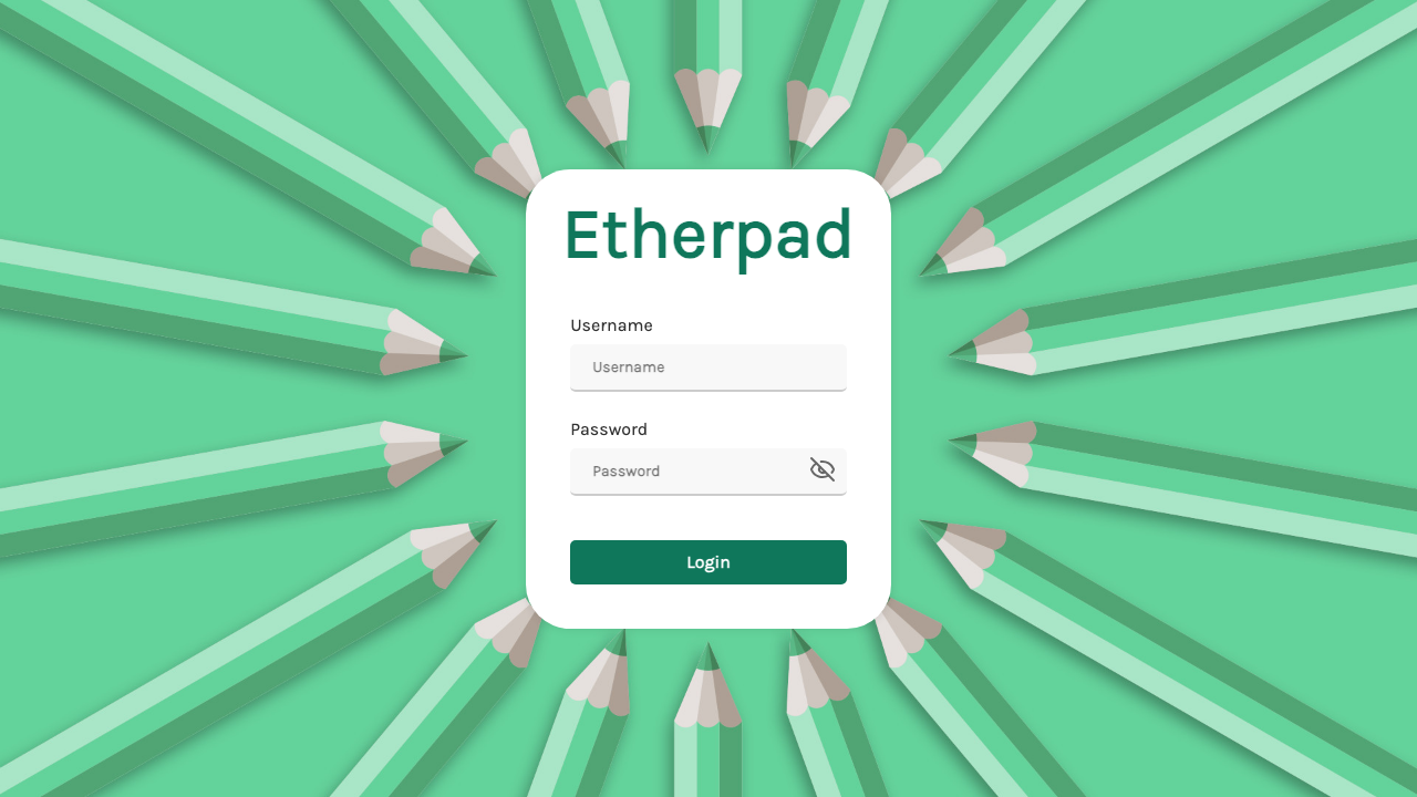 The Etherpad admin login page