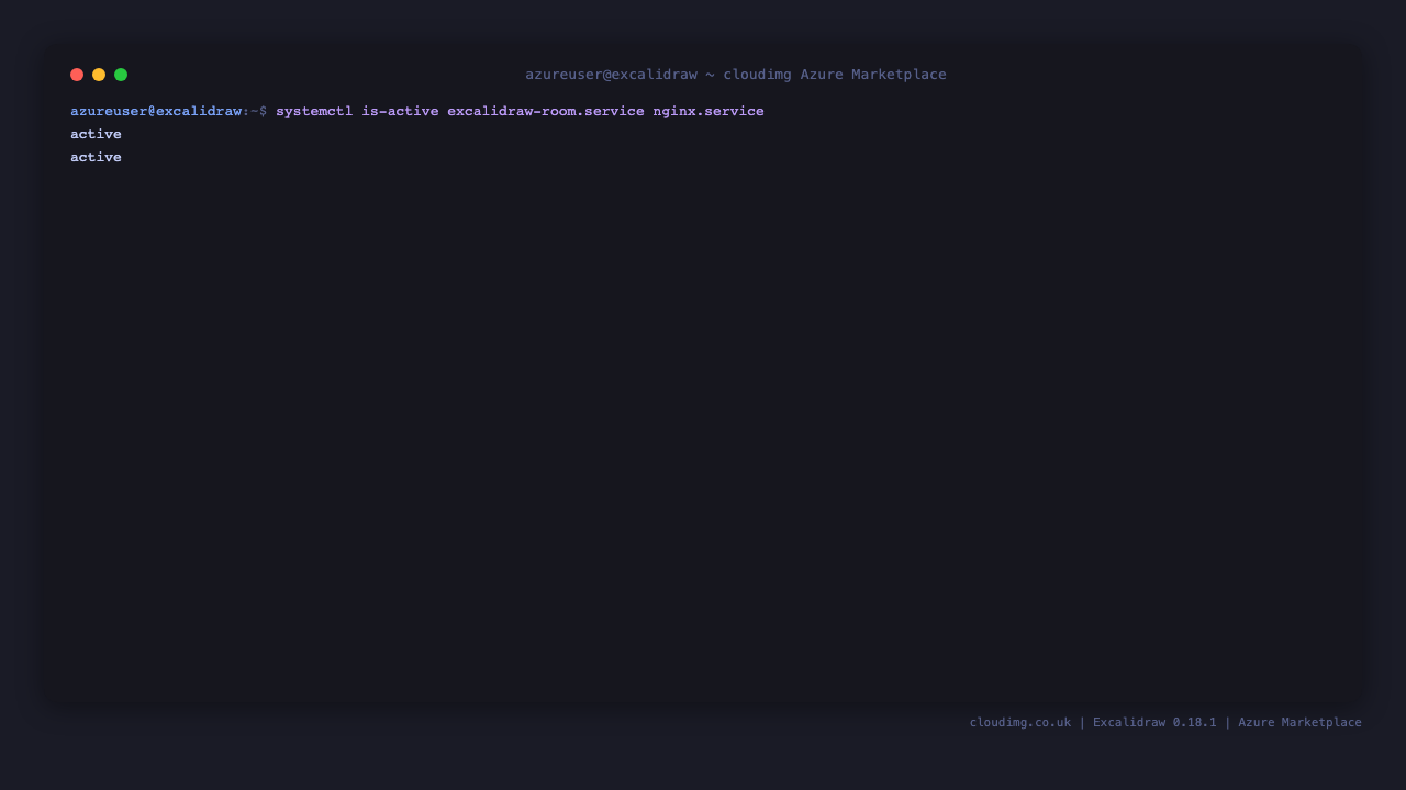 excalidraw-room.service and nginx.service active