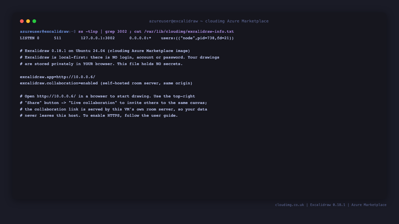 Room server bound to loopback 127.0.0.1:3002 and the info note