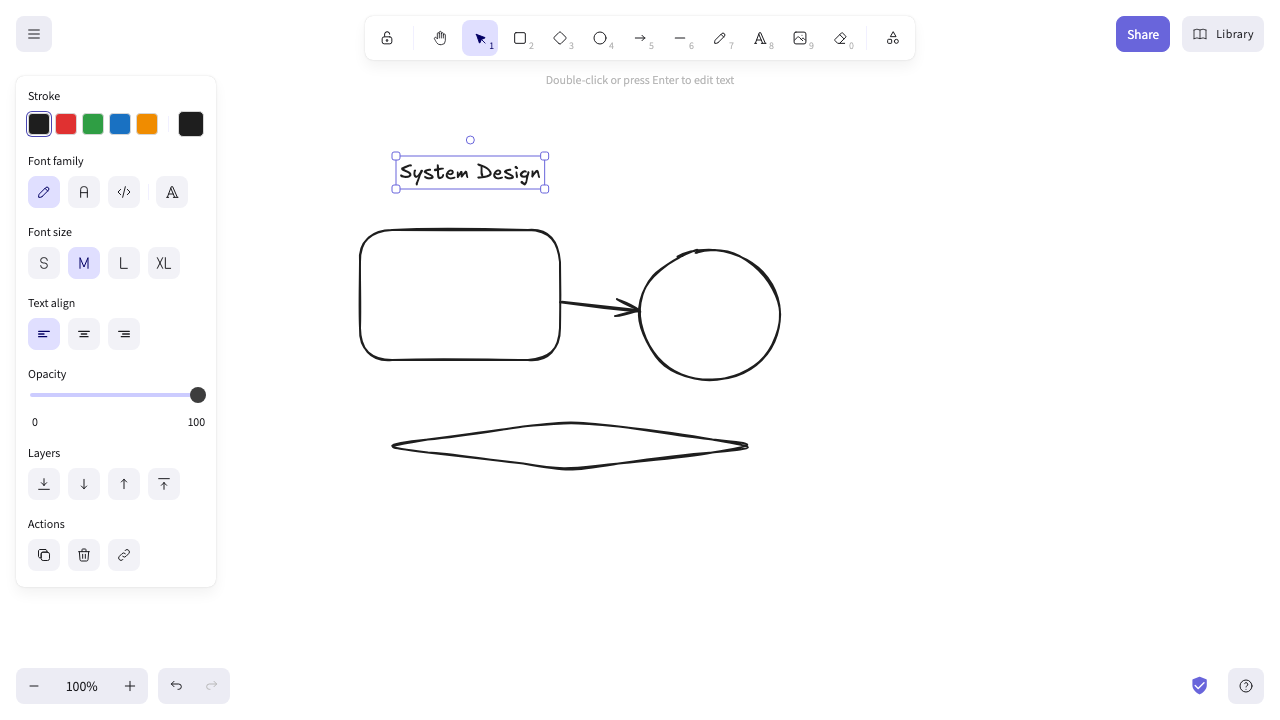 A diagram with shapes, an arrow and text, plus the style panel