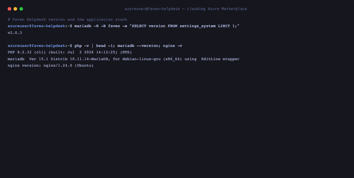 Version and application stack