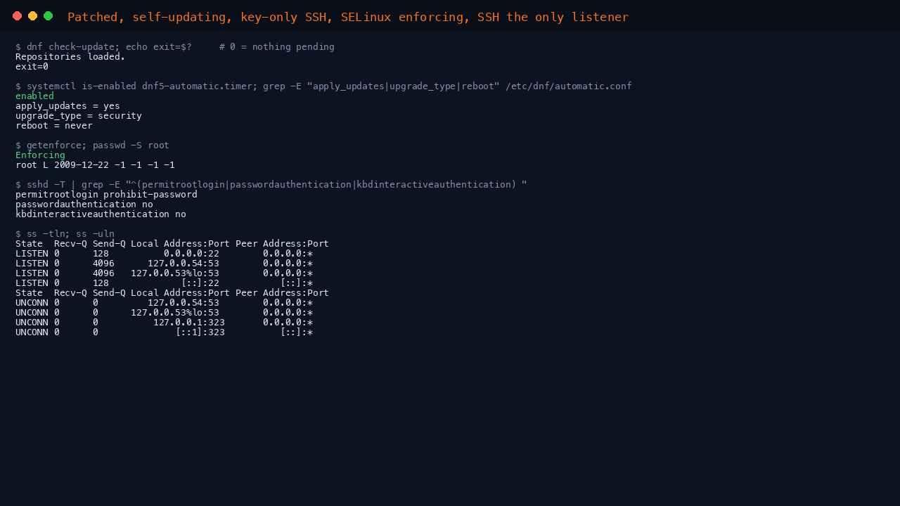 Patch level, automatic updates and security posture