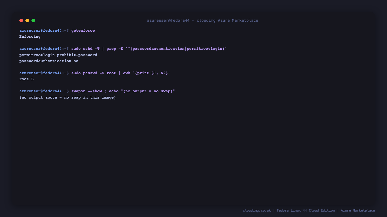 Reviewing SELinux, SSH and swap posture