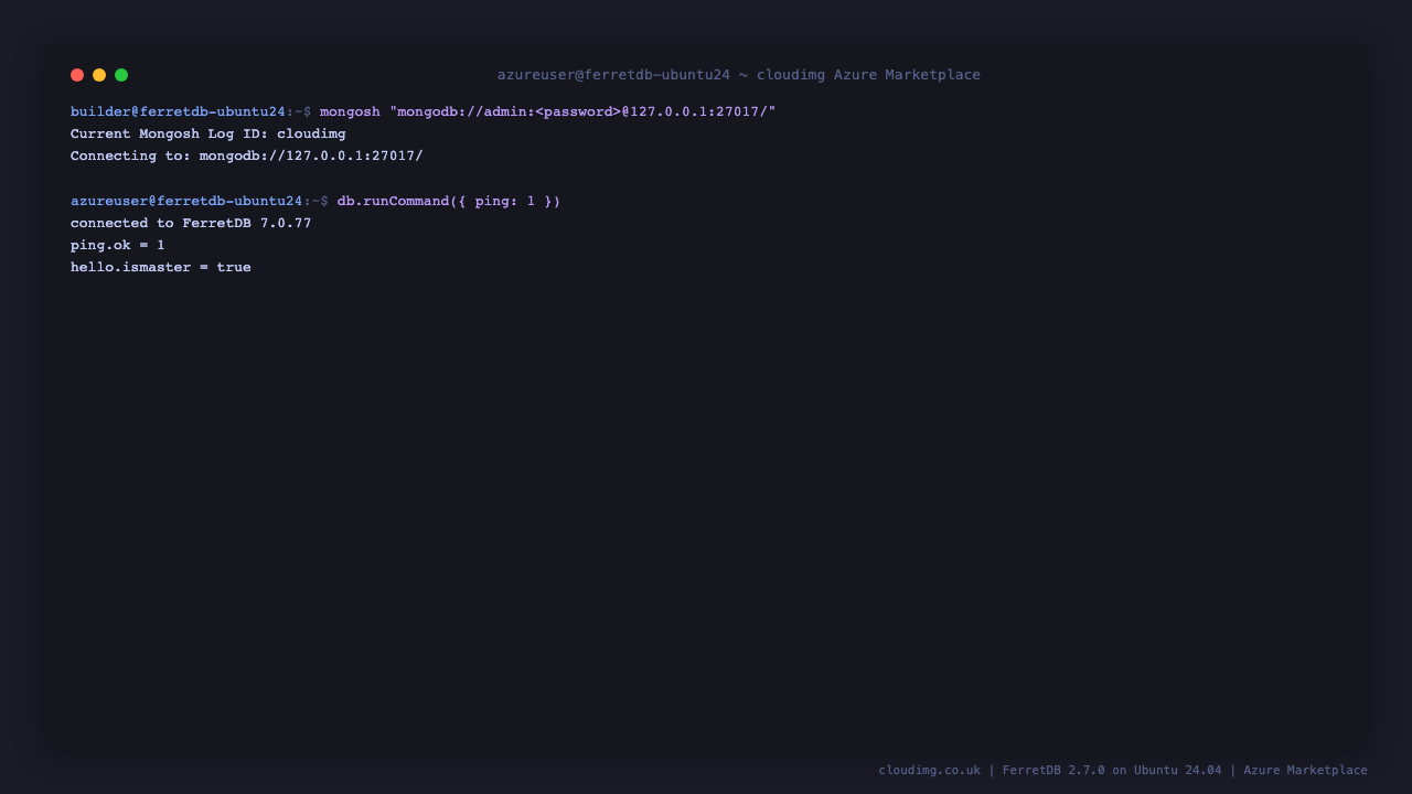 mongosh connecting, authenticating and running ping