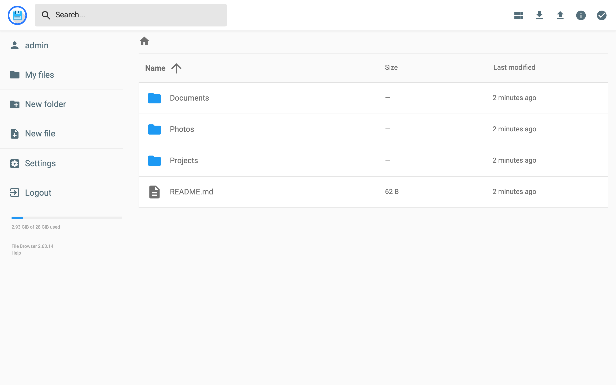 File Browser file listing