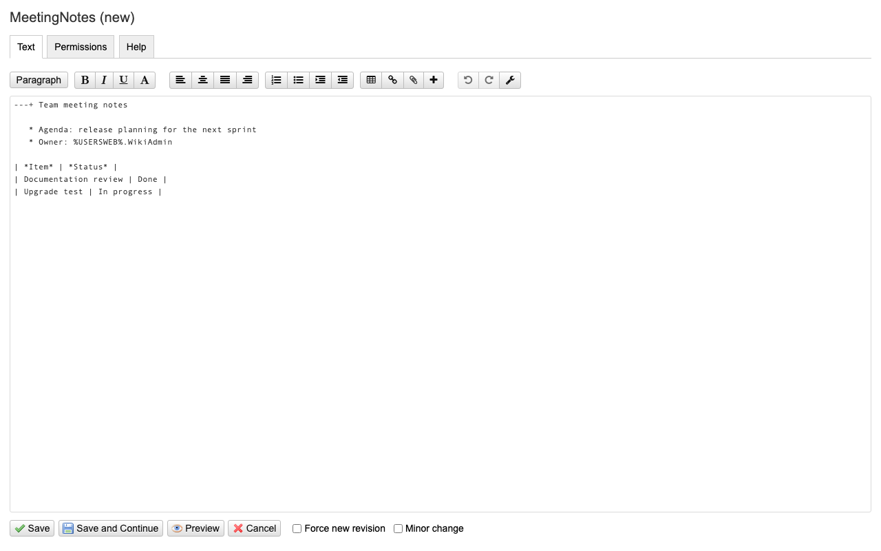 Editing a Sandbox topic in Foswiki's NatEdit editor
