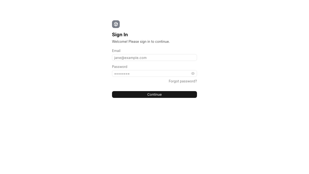 The Frappe sign-in page