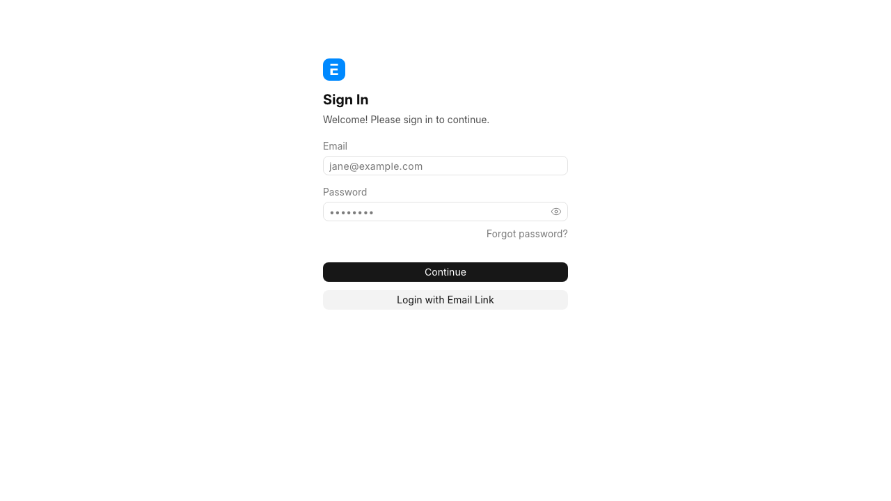 The Frappe sign-in page