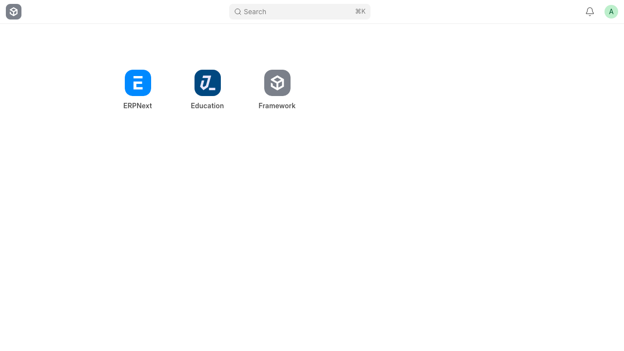 The Frappe desk app launcher after signing in