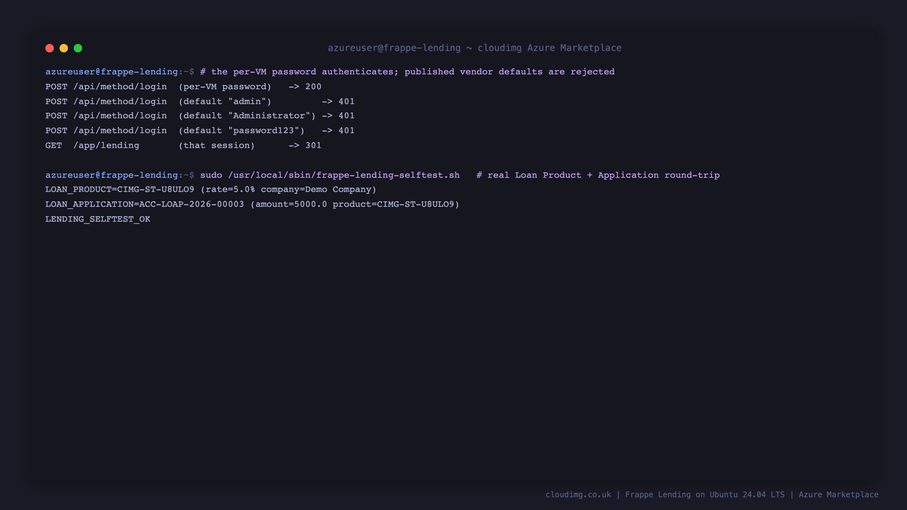 Frappe Lending secure by default and lending self-test
