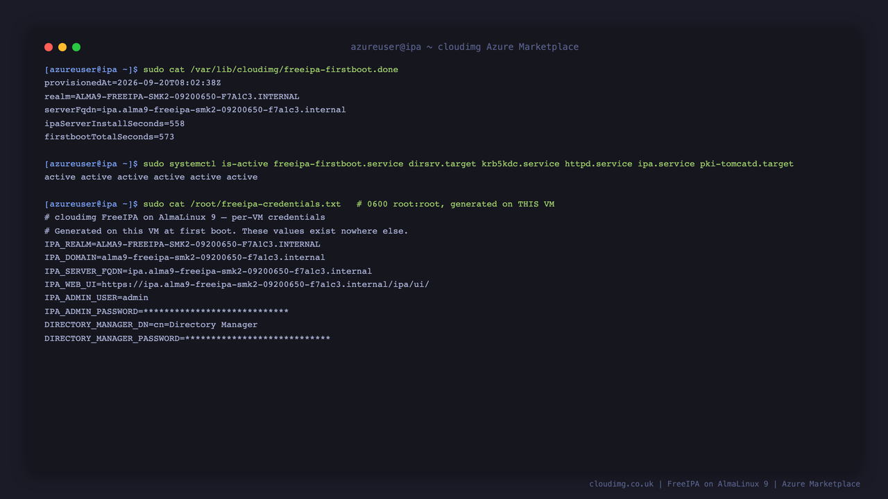 First boot builds the whole domain on your own VM