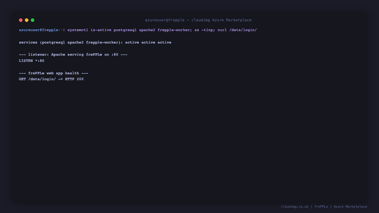 frePPLe stack status on Ubuntu 24.04