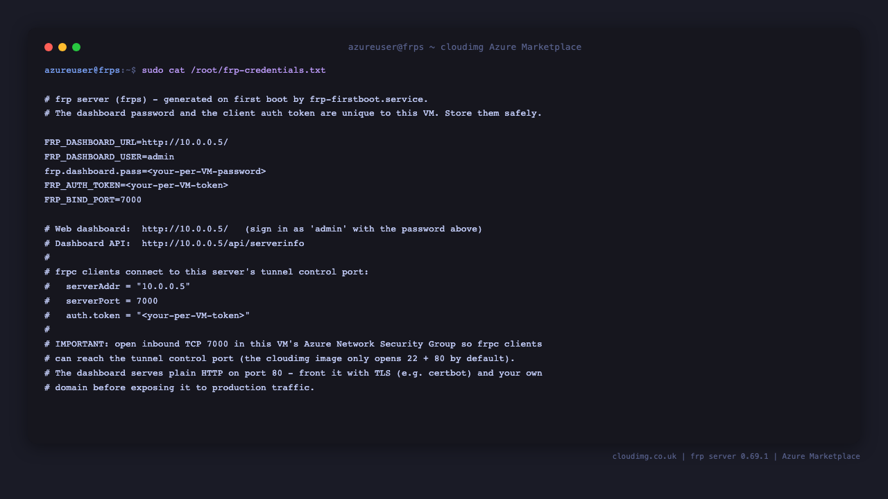 frp per-VM credentials file