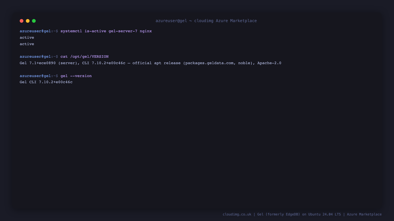 Gel service status and version