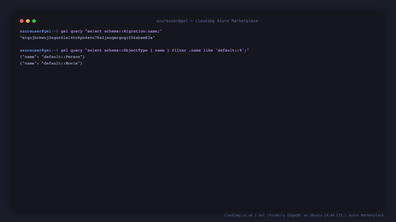 The recorded migration and the schema object types