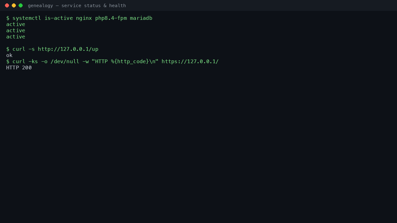 Service status and health endpoint