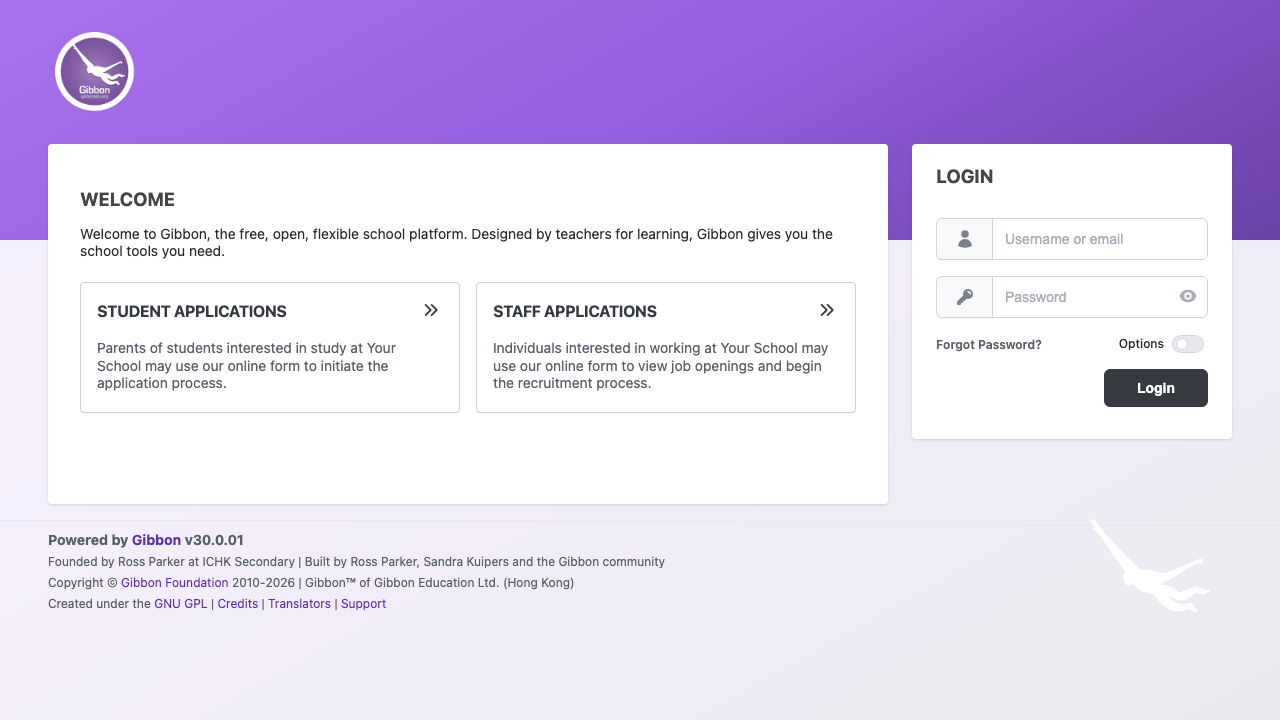 The Gibbon sign-in page served over HTTPS