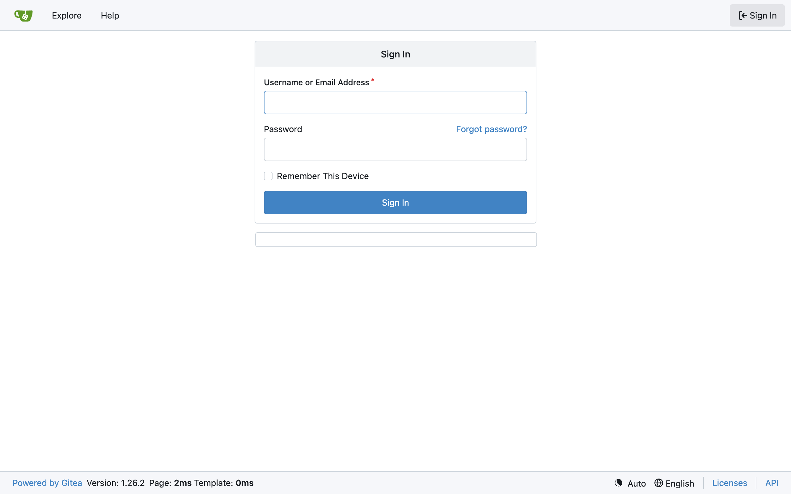 Gitea sign-in page