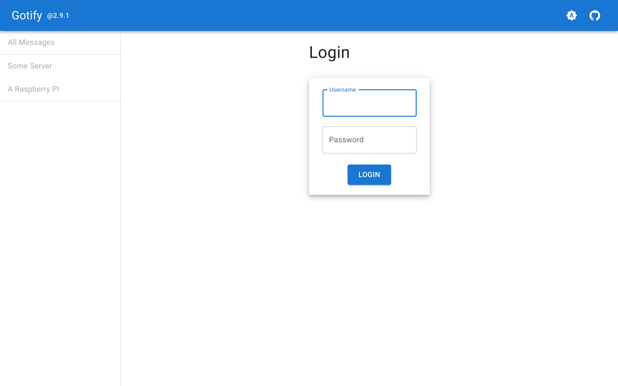 Gotify sign-in page