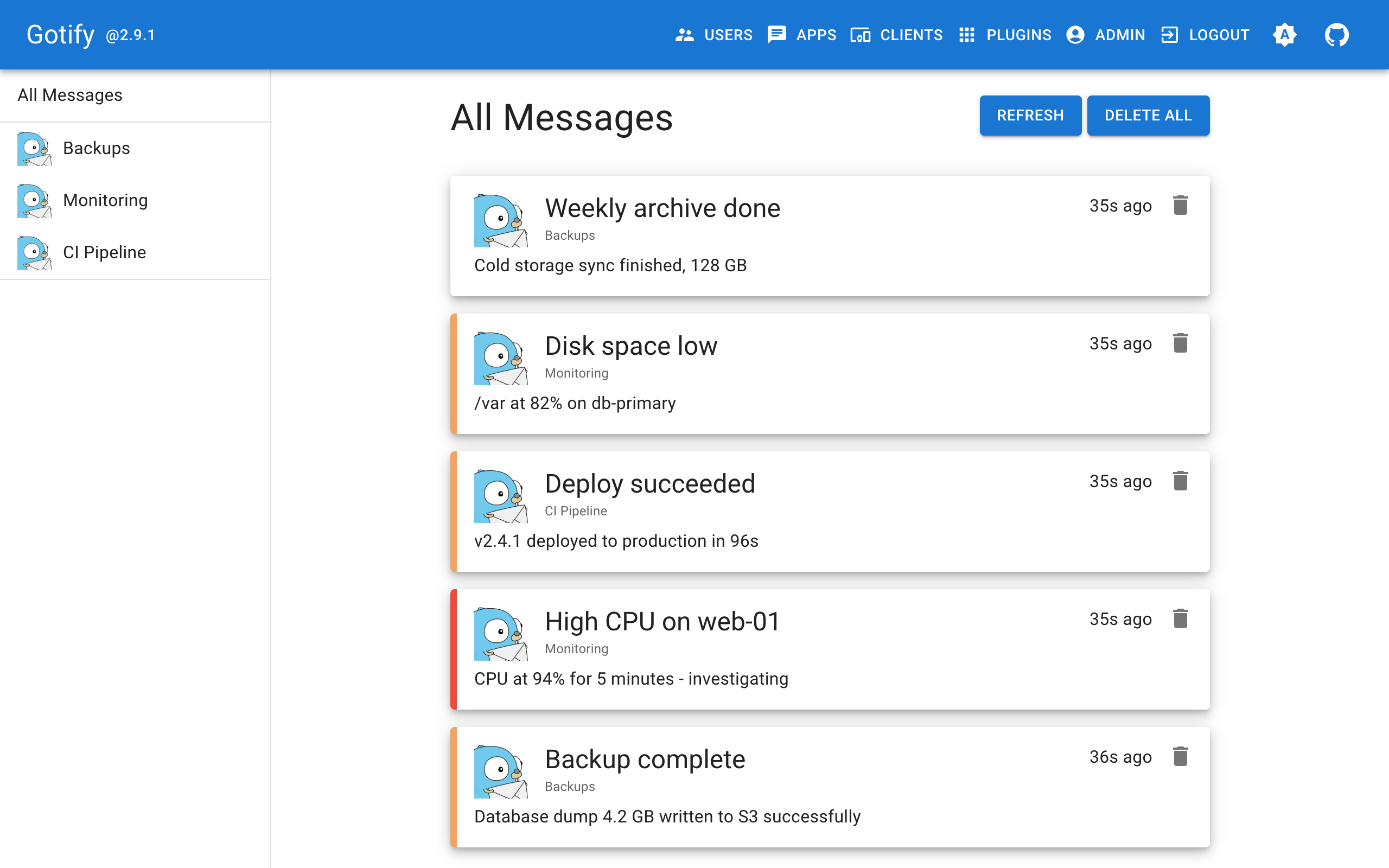 Gotify messages