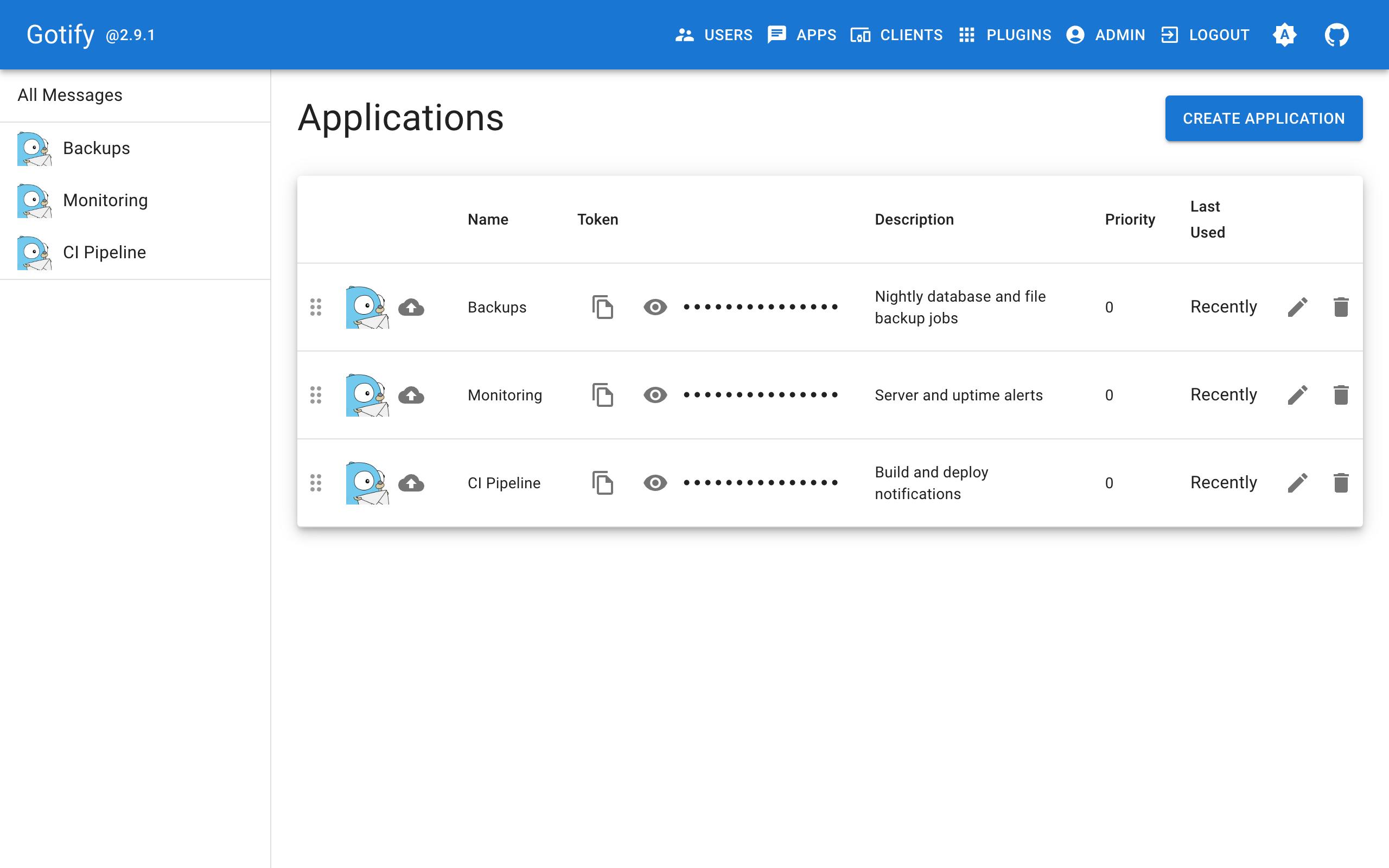 Gotify applications