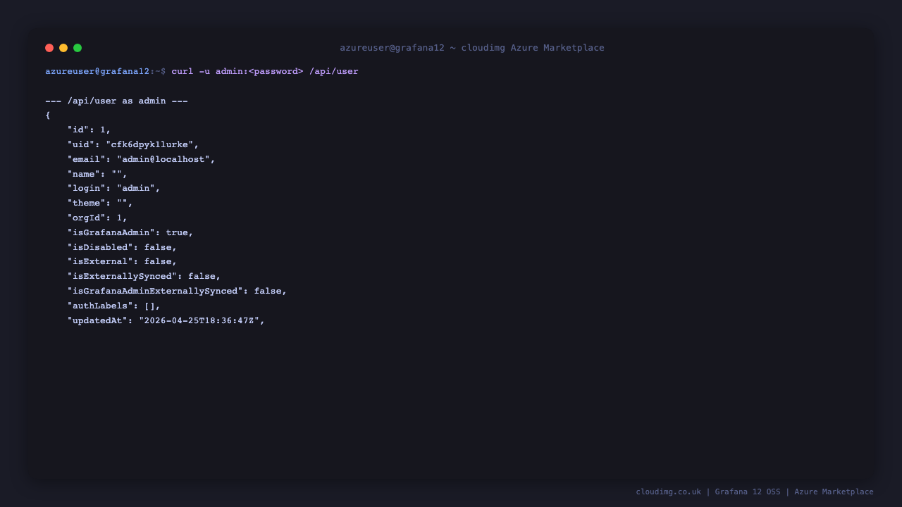 Per-VM admin password authenticates against /api/user — build-time temp no longer works