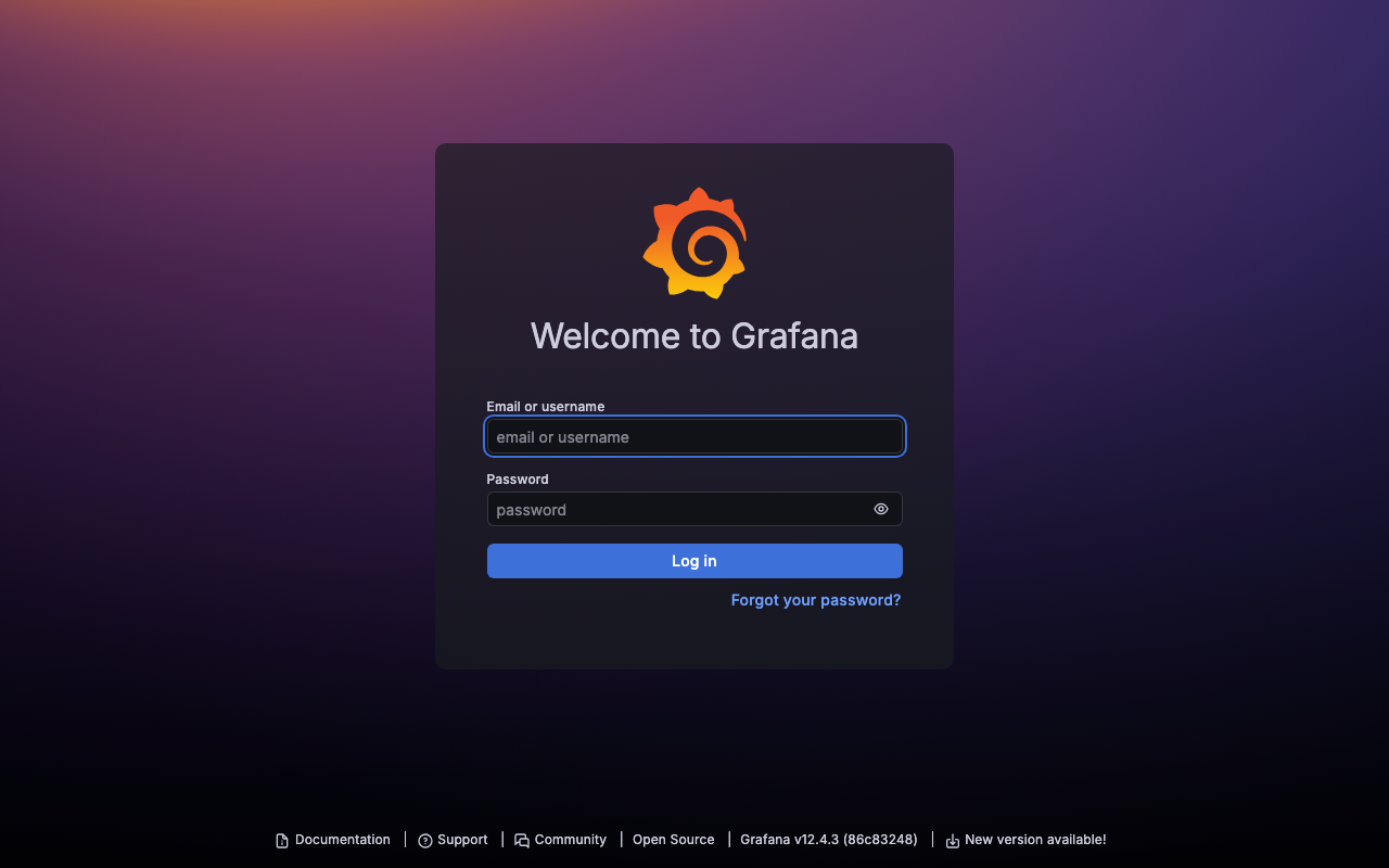Grafana 12 sign in page on a freshly deployed cloudimg VM