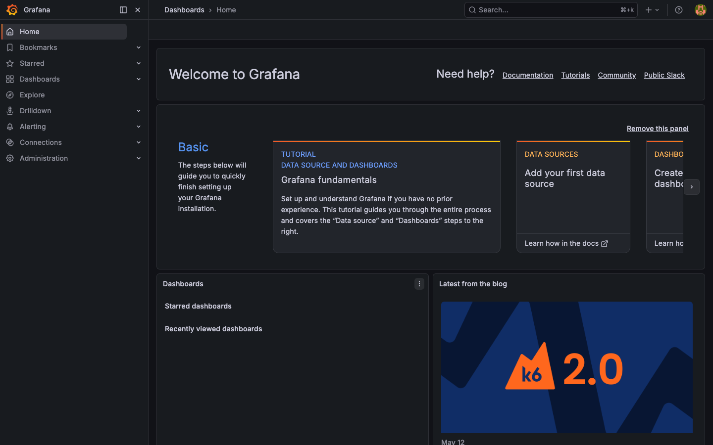 Grafana home dashboard