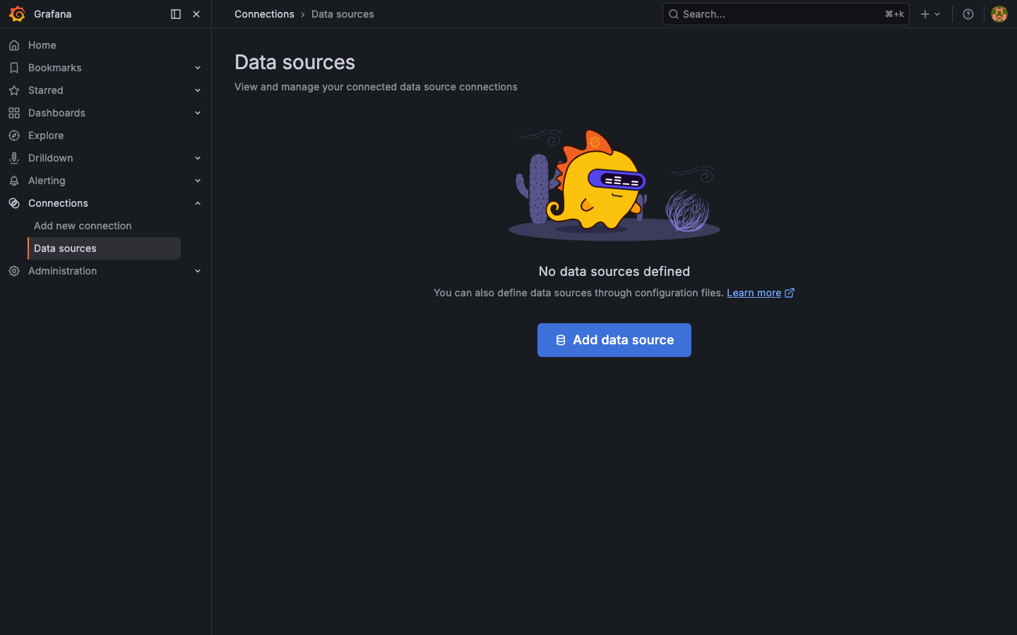 Grafana data sources page