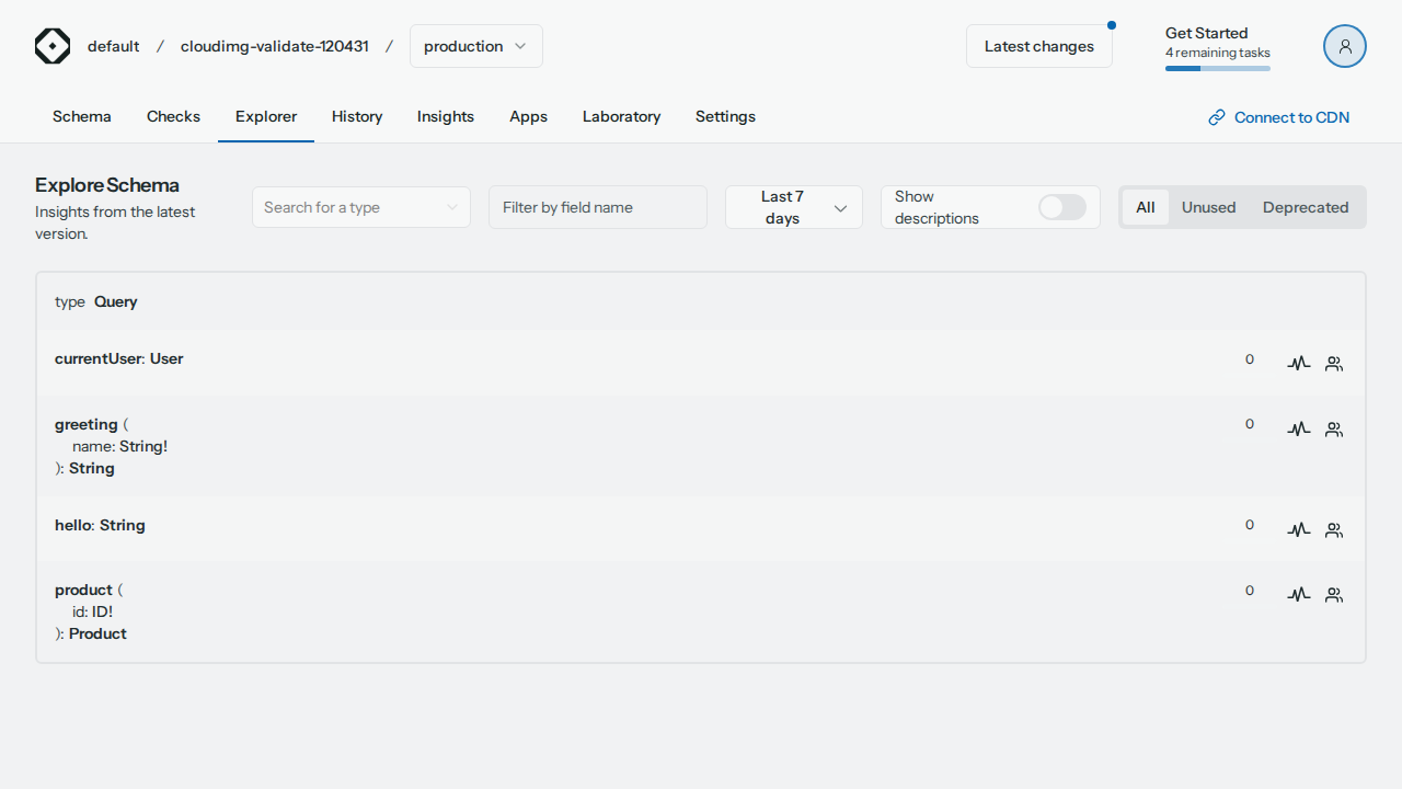 The Hive schema Explorer listing the Query type fields from the published schema