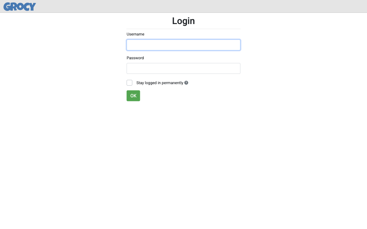 Grocy sign-in