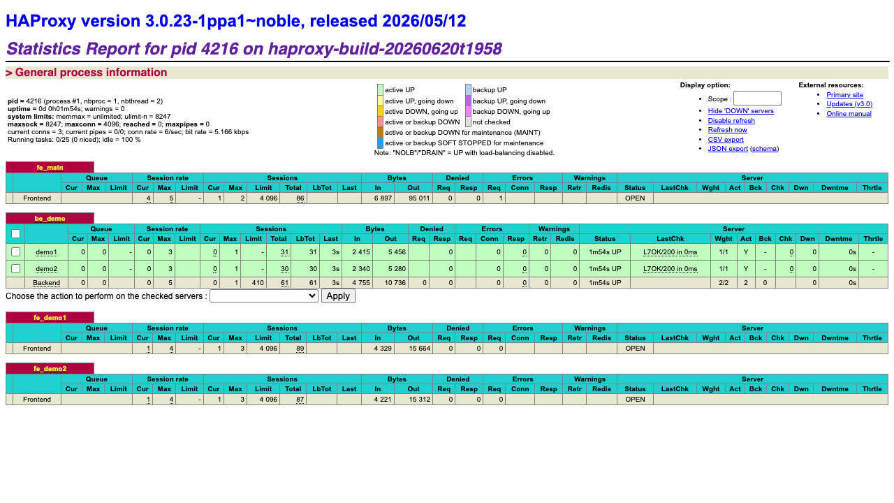 HAProxy Statistics Report - full table