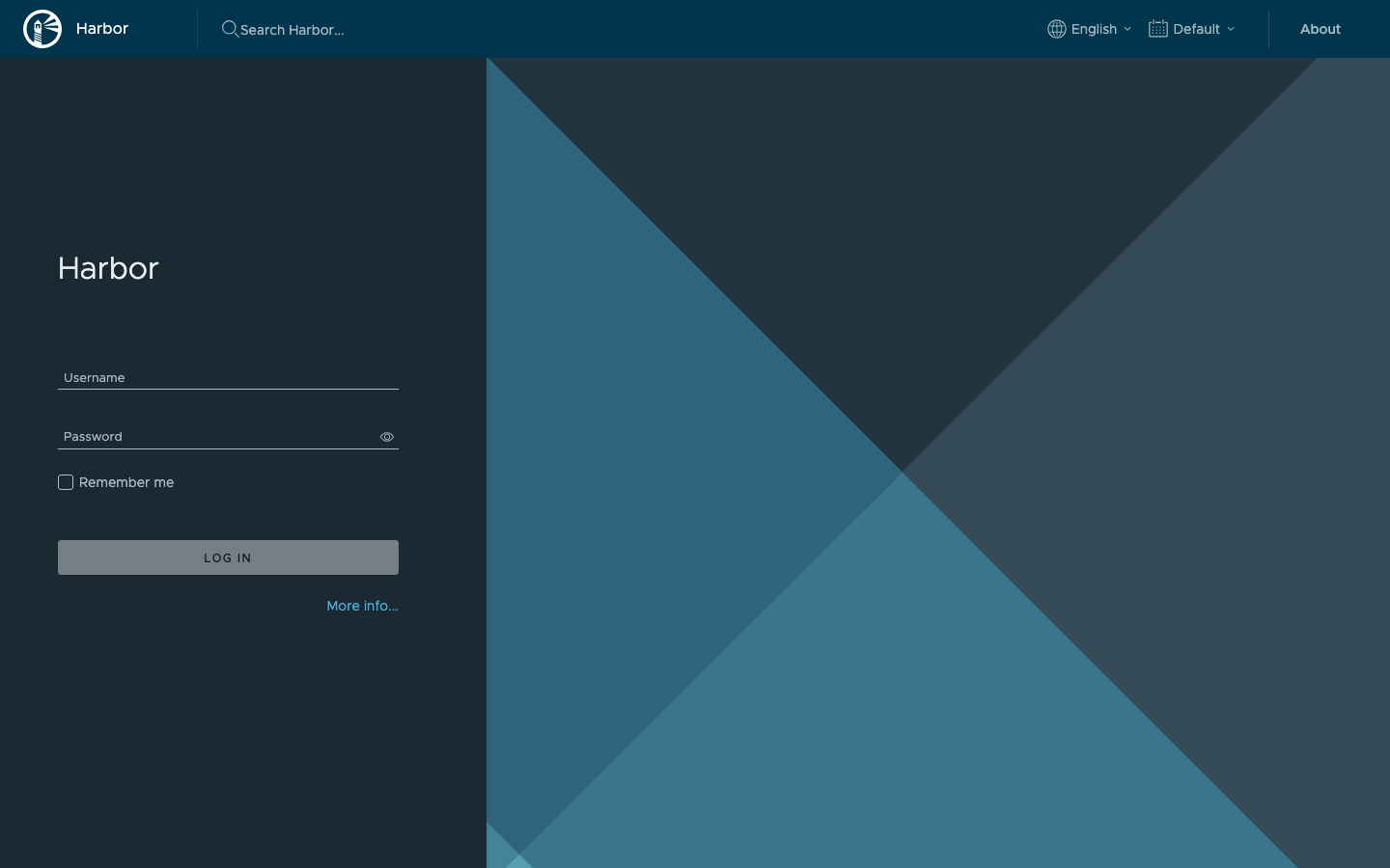Harbor login page asking for username and password