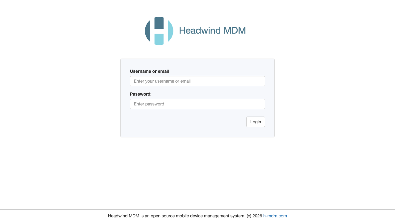 Headwind MDM sign-in page