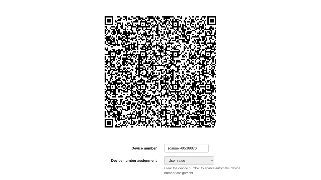 The enrolment QR code for the new device