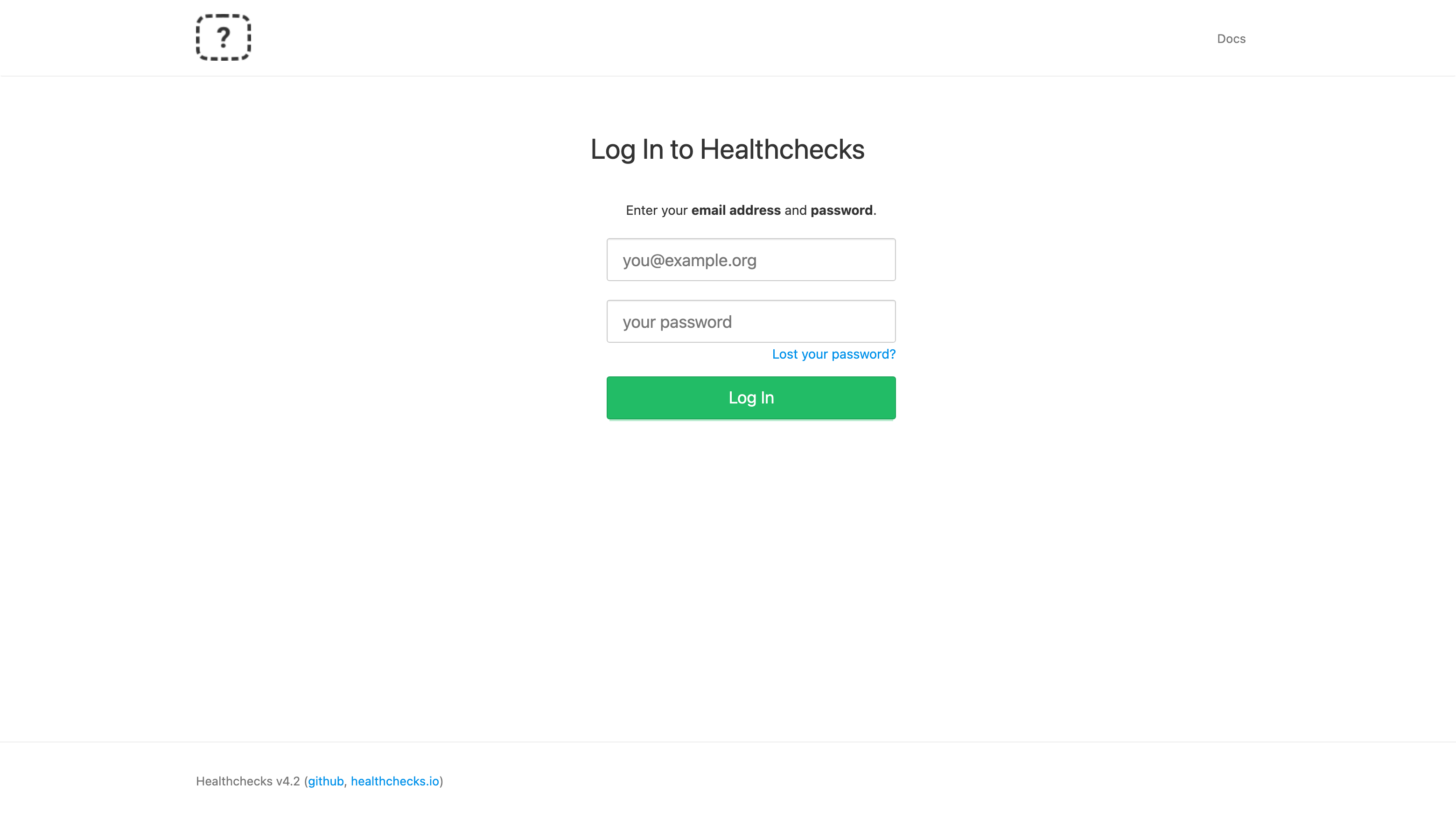 Healthchecks sign-in page