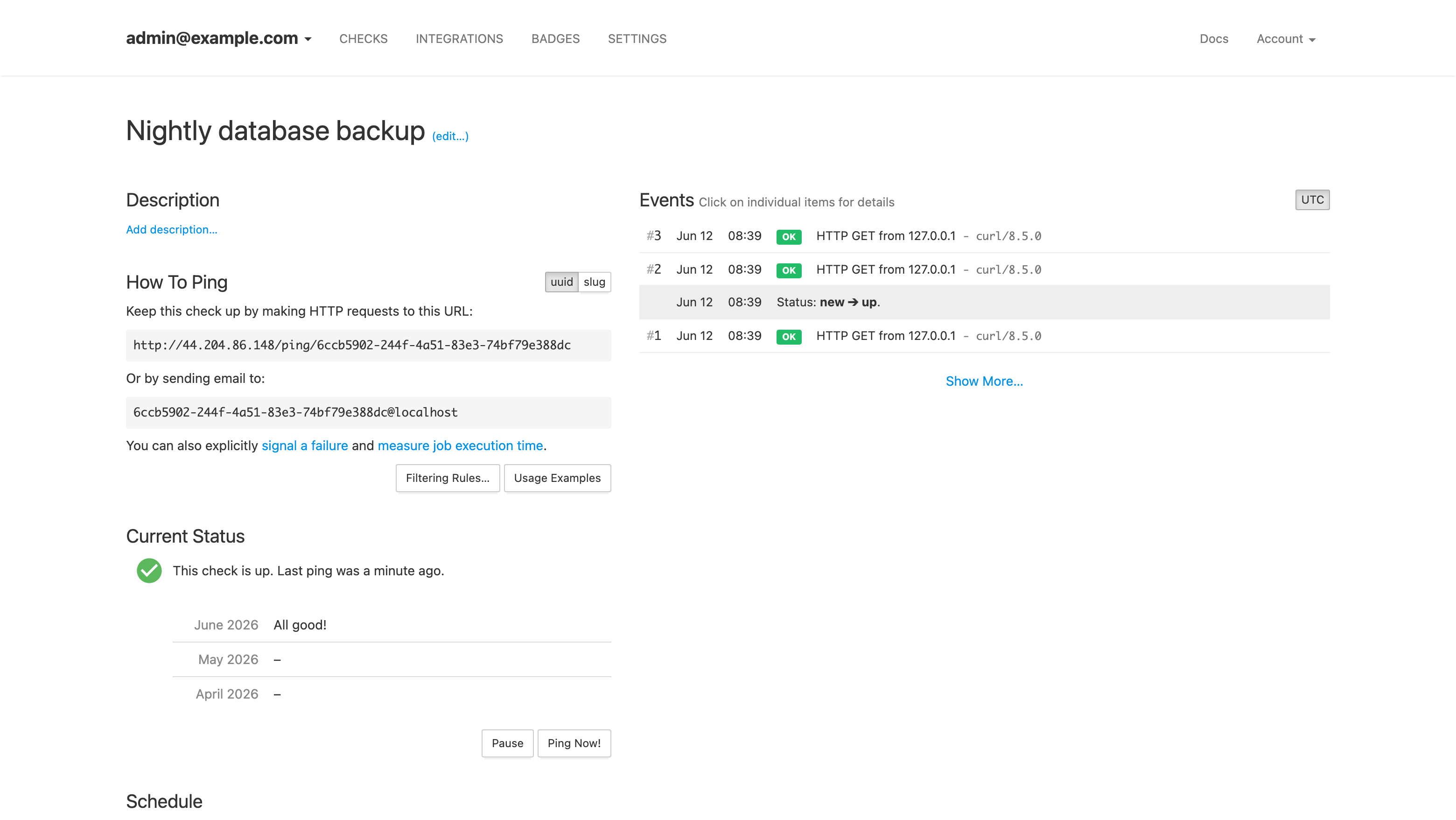 Check detail with ping log
